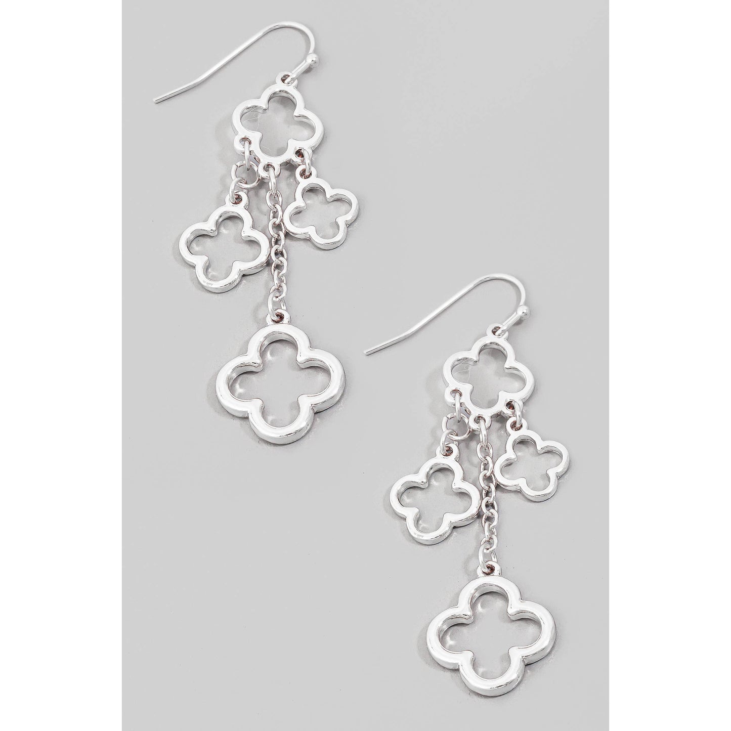 Metallic Clover Charms Chain Dangle Earrings