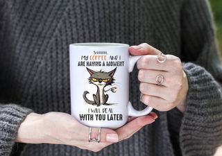 Funny Grumpy Cat & Coffee Cup 15oz Coffee Mug