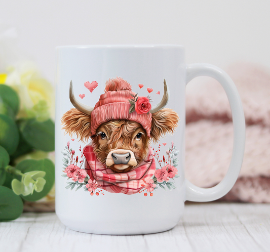 Roses & Highland Cow 15oz Coffee Mug