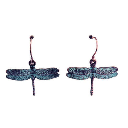 Dragonfly Earrings - Patina