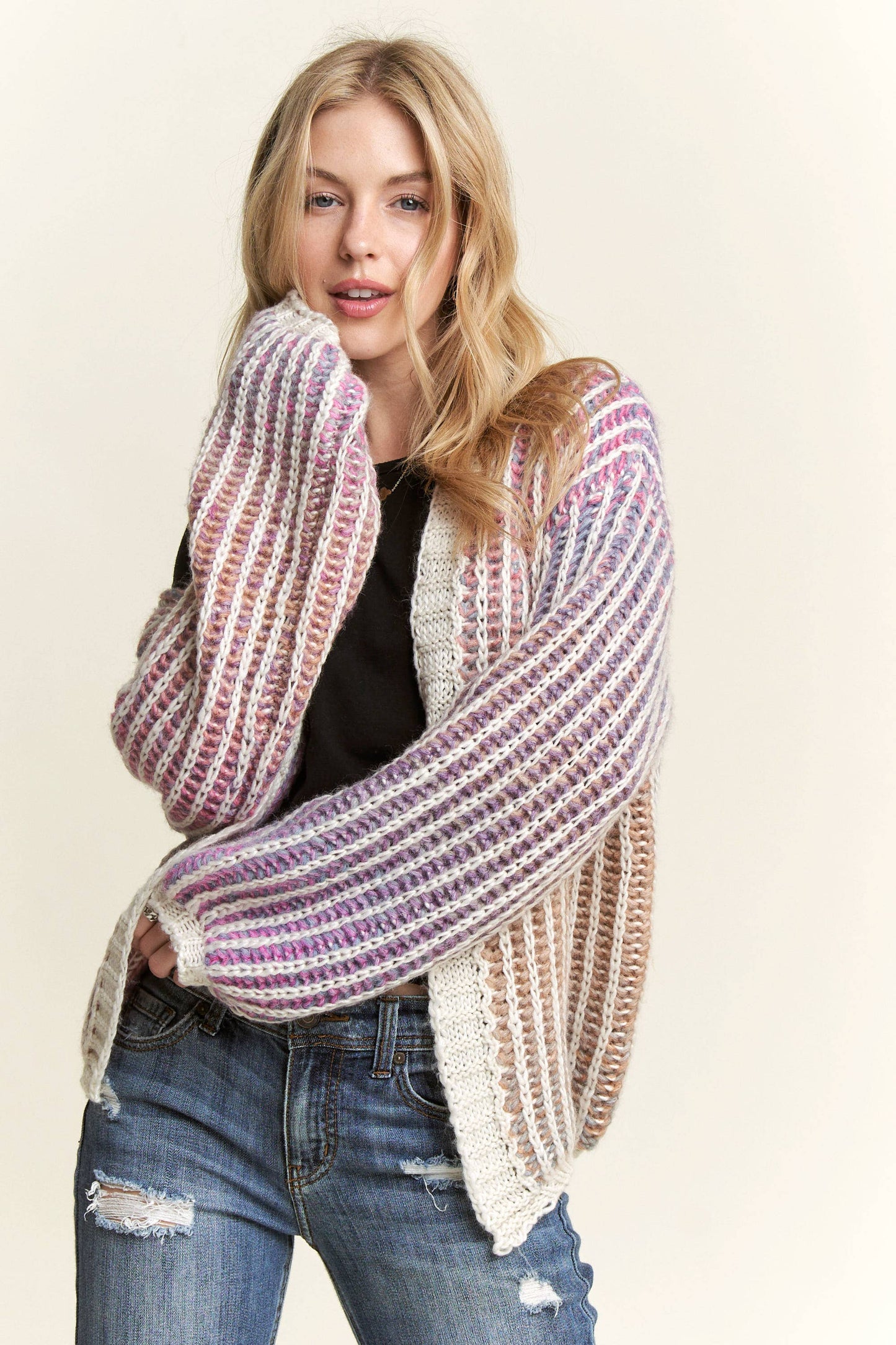 Adora MULTI COLOR OMBRE SWEATER CARDIGAN