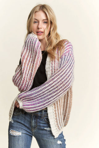 CLEARANCE MULTI COLOR OMBRE SWEATER CARDIGAN