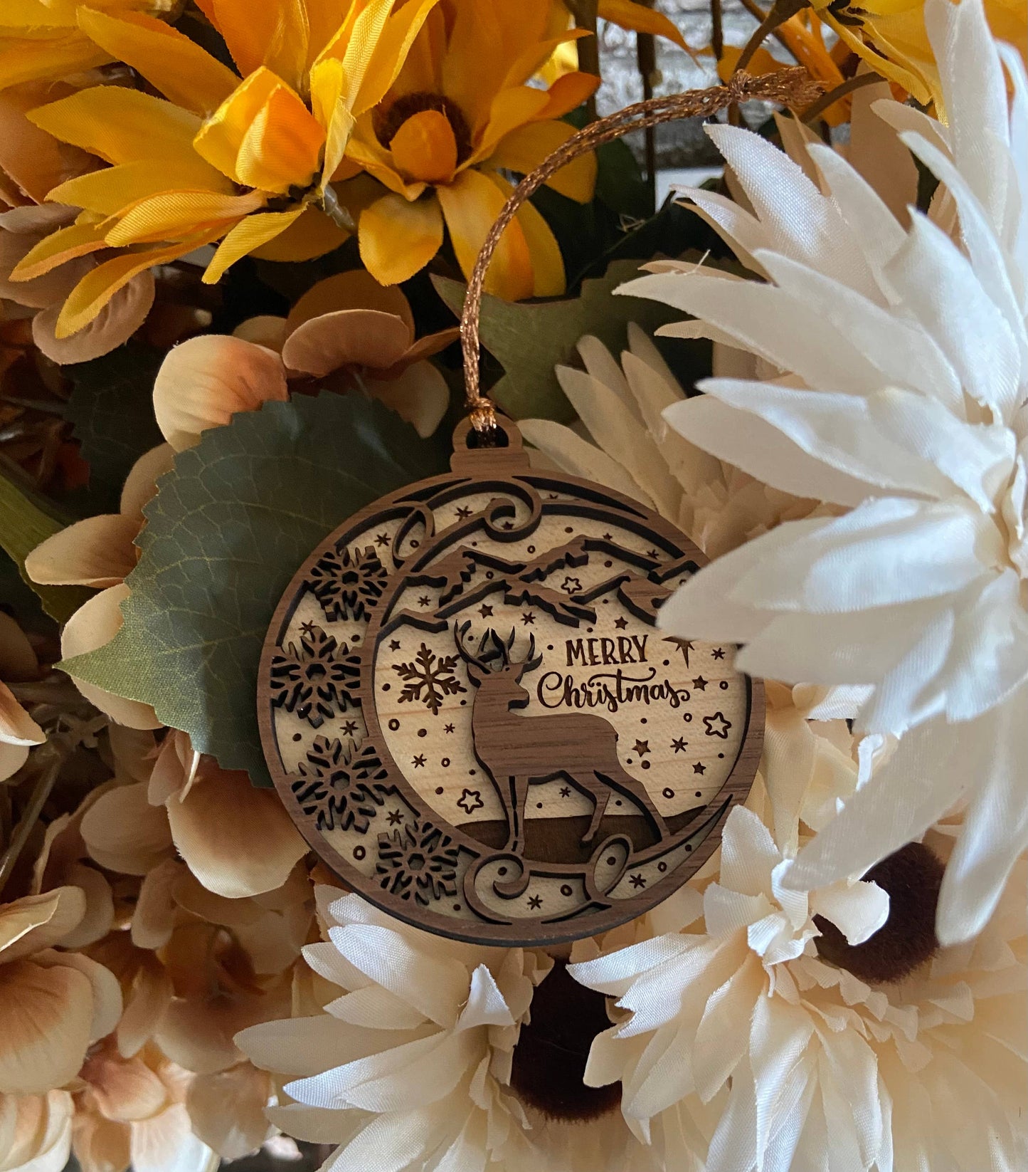 Christmas ornament, wooden 2D ornament, nature