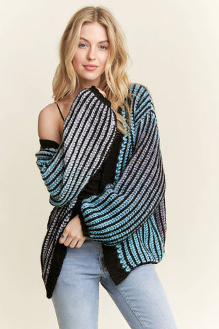 CLEARANCE MULTI COLOR OMBRE SWEATER CARDIGAN