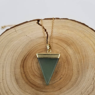 Natural Crystal Triangle Silver Plated Necklace