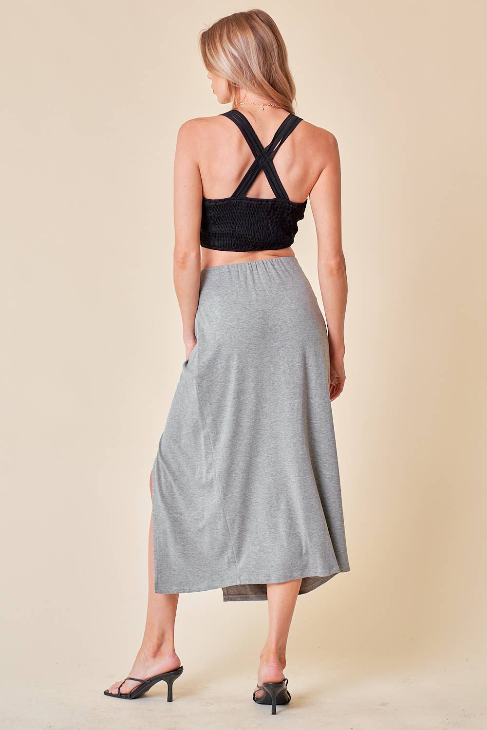 Ruched Detail Midi Skirt - 6385S
