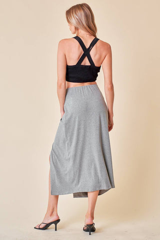 Ruched Detail Midi Skirt - 6385S