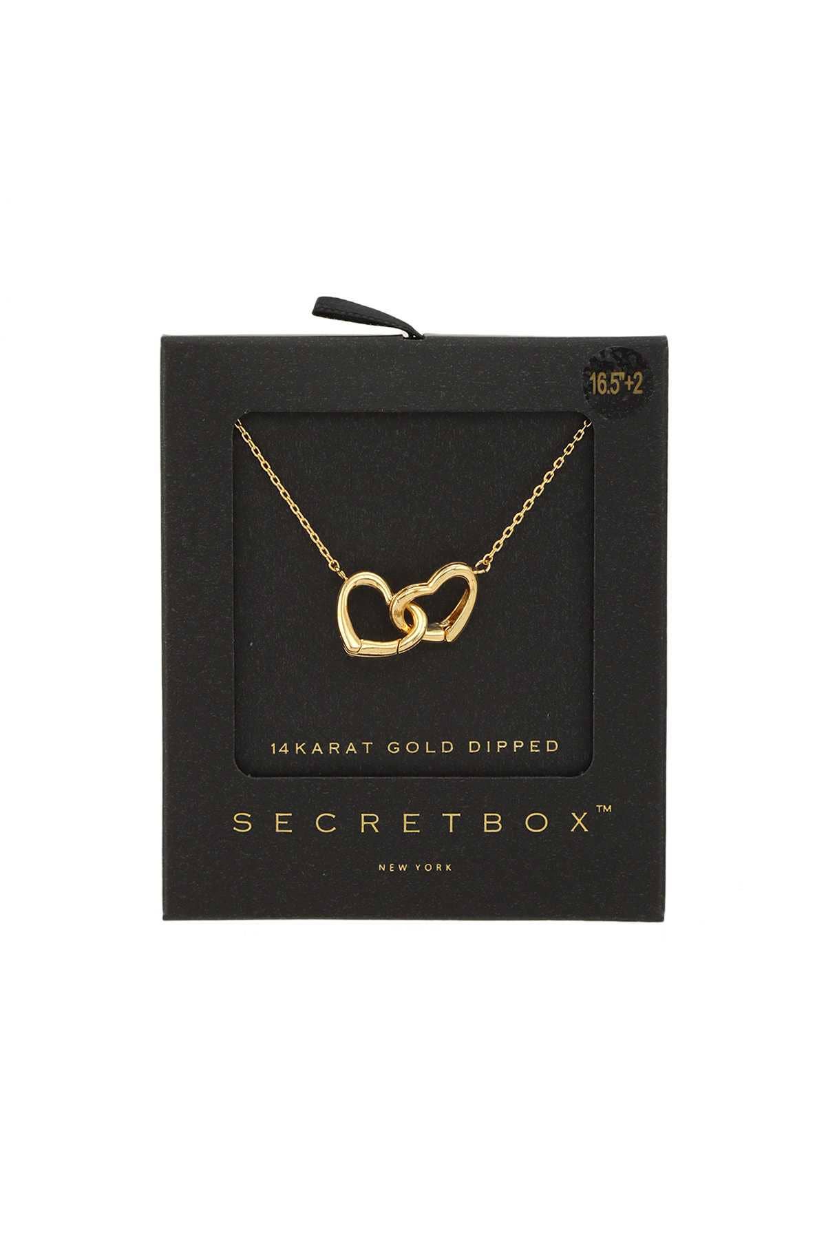 GOLD DIPPED HEART LINKED NECKLACE  SB28917-