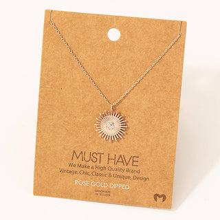 Circle Sun Shine Ray Pendant Necklace