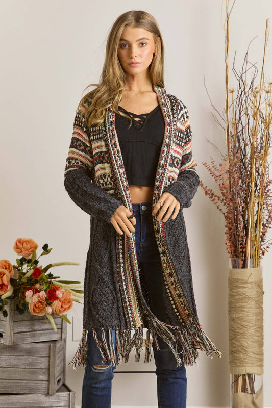 Adora FRINGE HEM AZTEC CARDIGAN