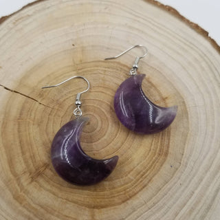 Natural Stone Moon Earrings