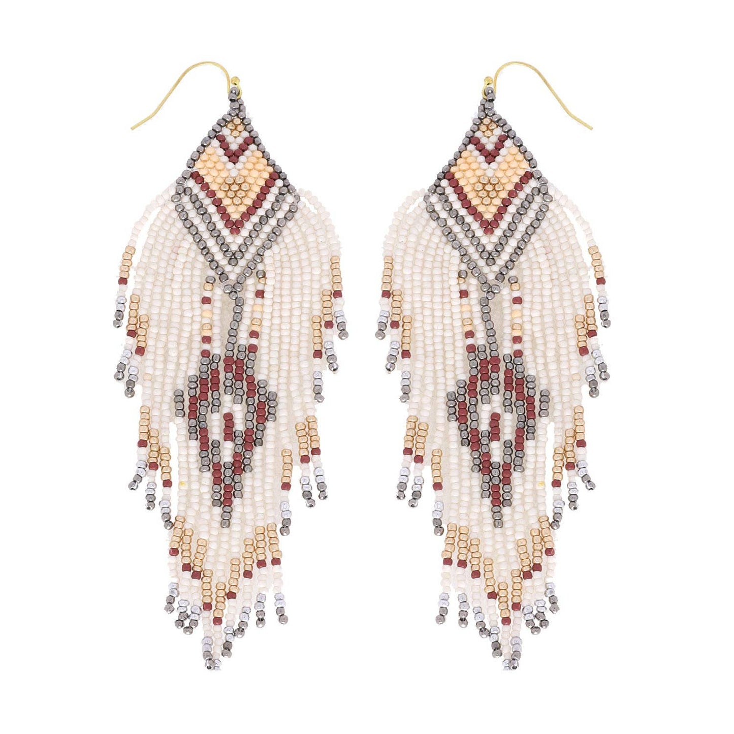 Native American Beaded Long Drop Earrings