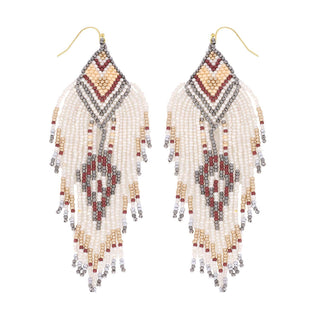 Native American Beaded Long Drop Earrings