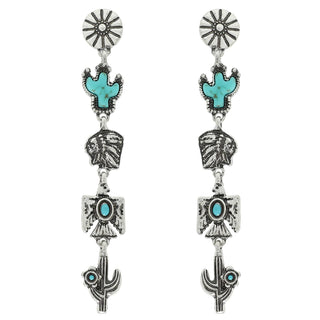 Sophia collection Western Navajo Themed Turquoise Dangle Earrings