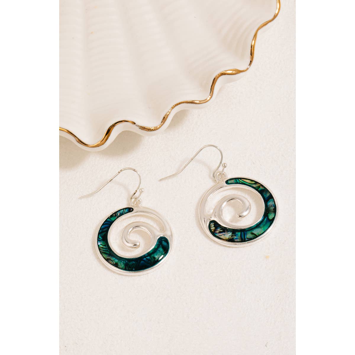 Seashell Swirl Hoop Dangle Earrings