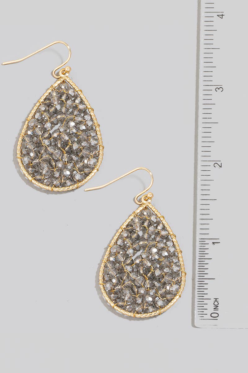 Faceted Beaded Tear Dangle Hook Earrings