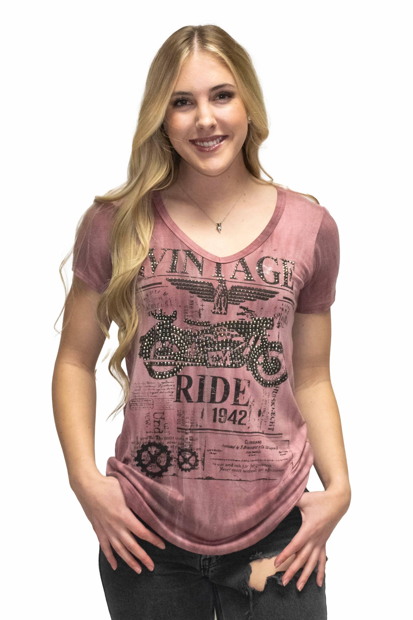 Liberty Wear Vintage Ride Burgundy T-shirt