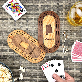 US States Mini Travel Cribbage Board Set with Custom Pegs