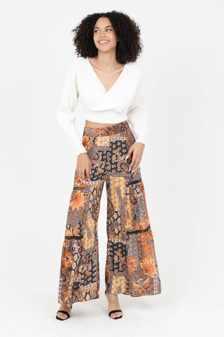 Angie WIDE LEG PANTS WITH LACE INSERTS