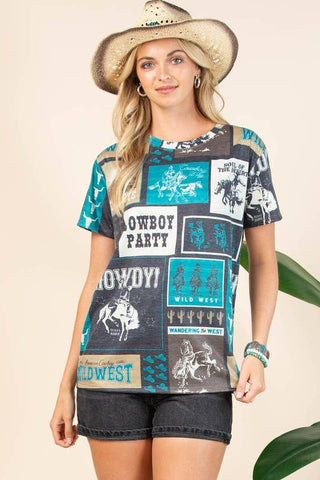 CLEARANCE PENNY WESTERN RODEO PRINT T-SHIRT
