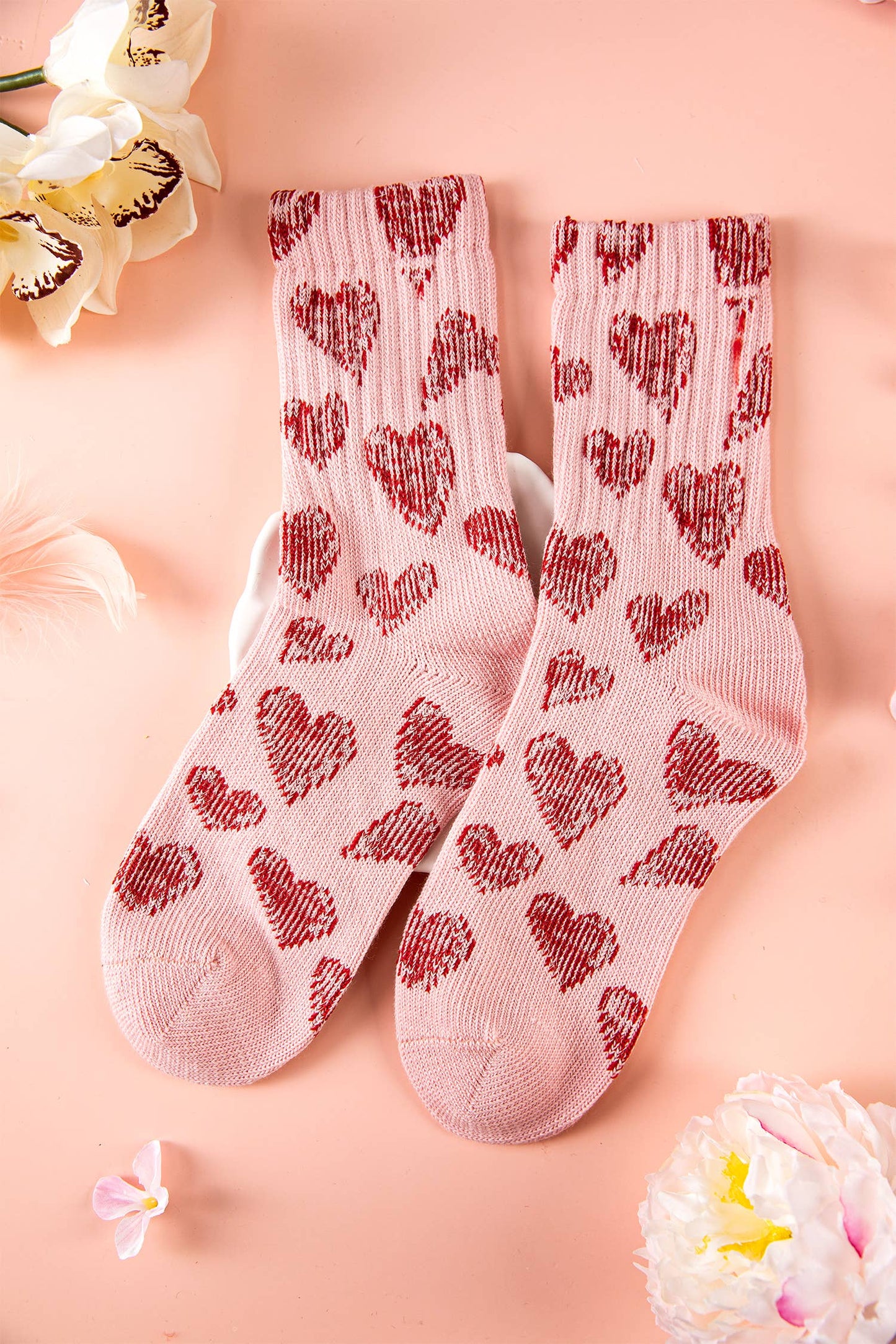 Vintage Heart Pattern Combed Cotton Socks
