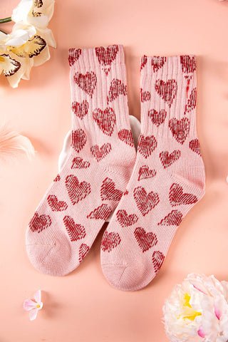 Vintage Heart Pattern Combed Cotton Socks