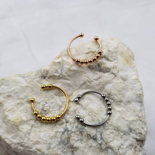 Stainless Steel Bead Fidget Spinner Rings