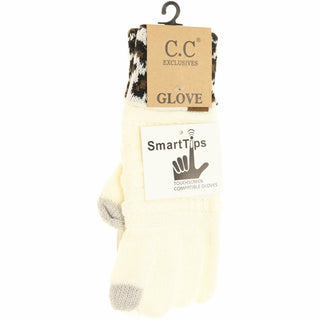 Solid Cable Knit Leopard Cuff CC Gloves G80