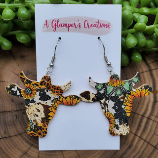 Western Mixed Printed Cow Leather Earrings