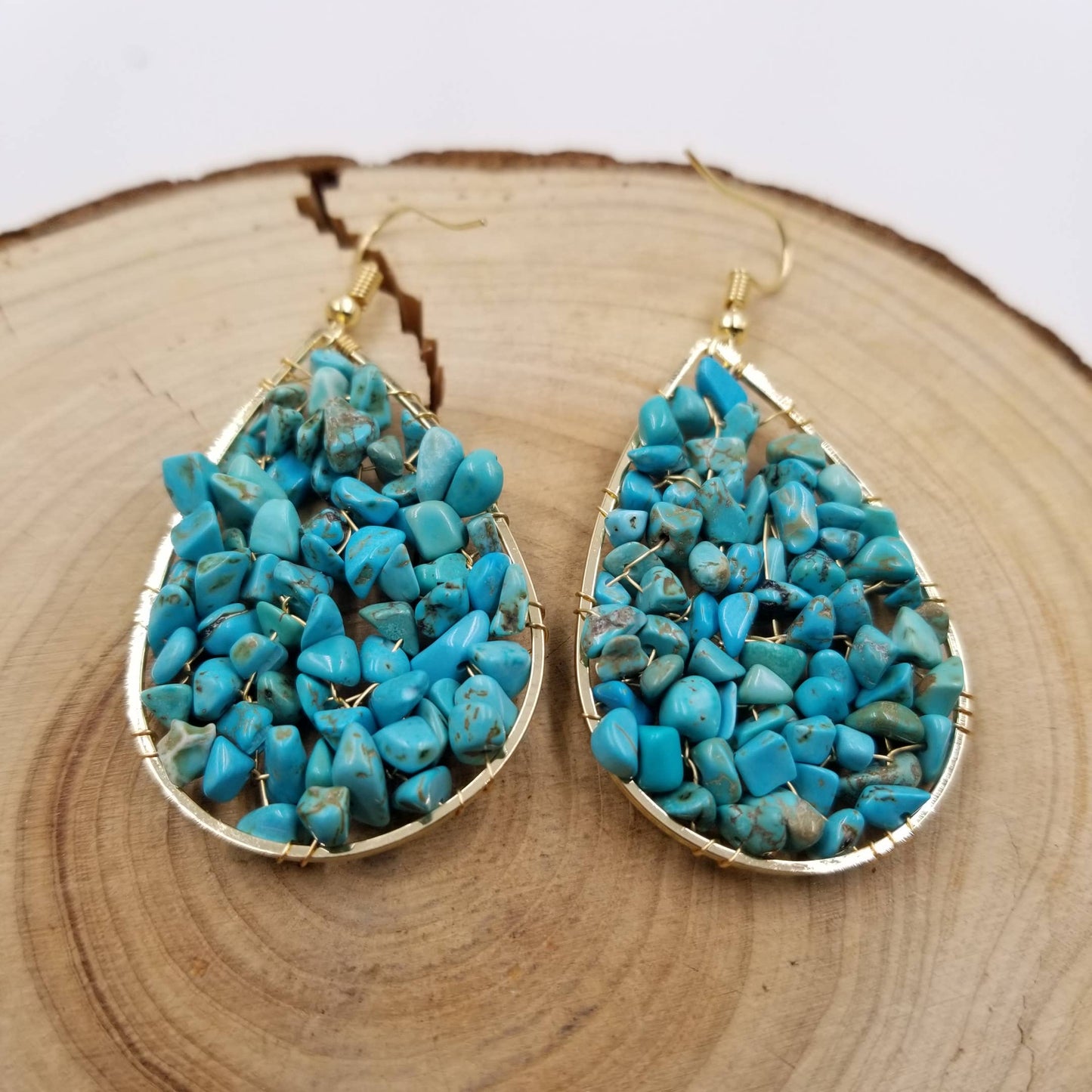 Handmade Crushed Turquoise Earring