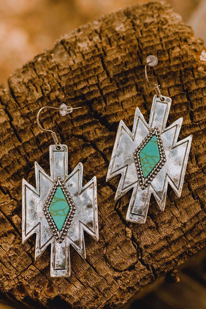 Diamond Turquoise Ethnic Earrings