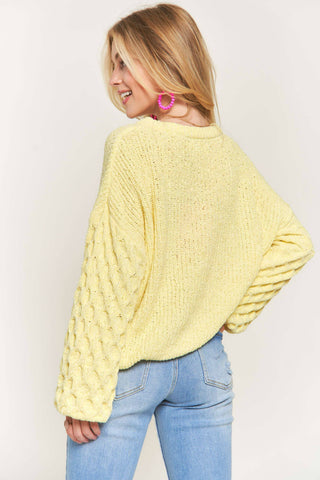 CLEARANCE Adora- PUFF SLEEVE SWEATER TOP in yellow