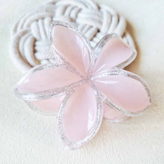 Glitter Outlined Plumeria Flower Hair Claw
