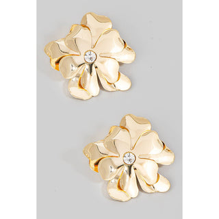 Metallic Layered Flower Stud Earrings
