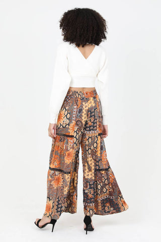 Angie WIDE LEG PANTS WITH LACE INSERTS