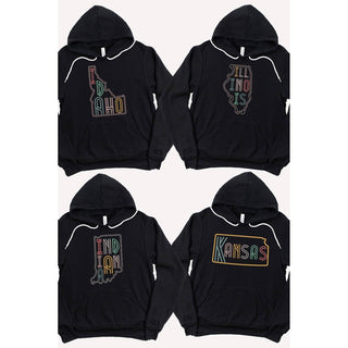 SOUTH DAKOTA Neon State Shape Graphic Hoodies