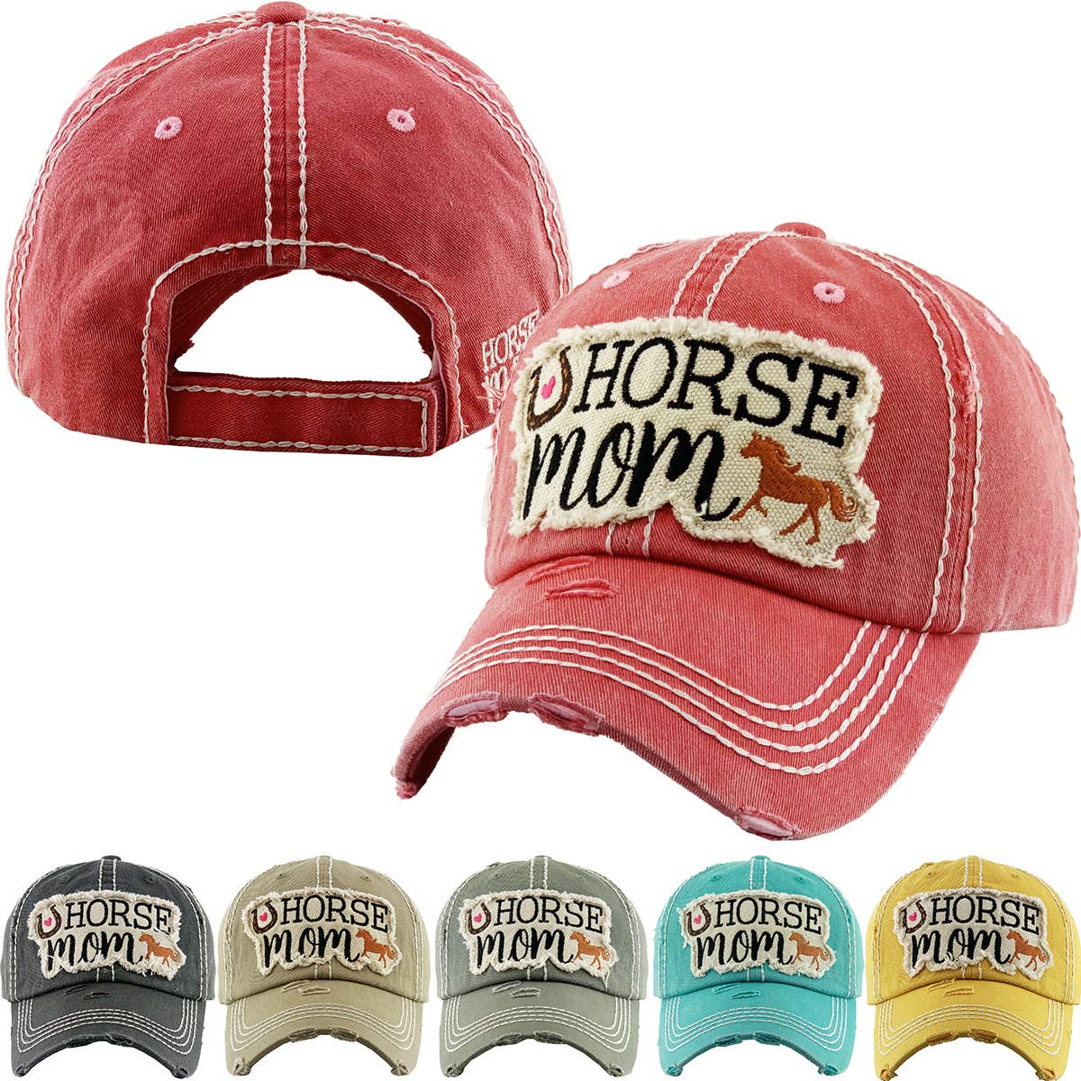 HORSE MOM Washed Vintage Ballcap