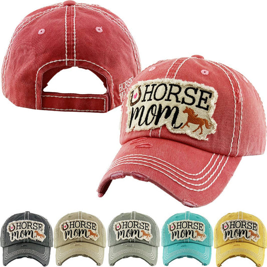 HORSE MOM Washed Vintage Ballcap