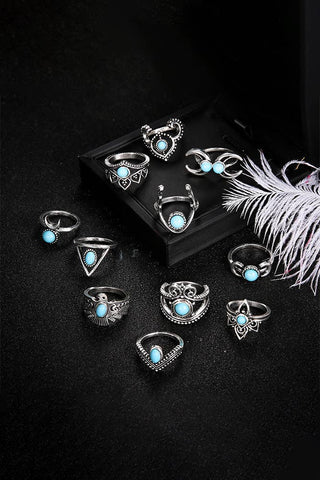 Turquoise Alloy Rings Set ZK234