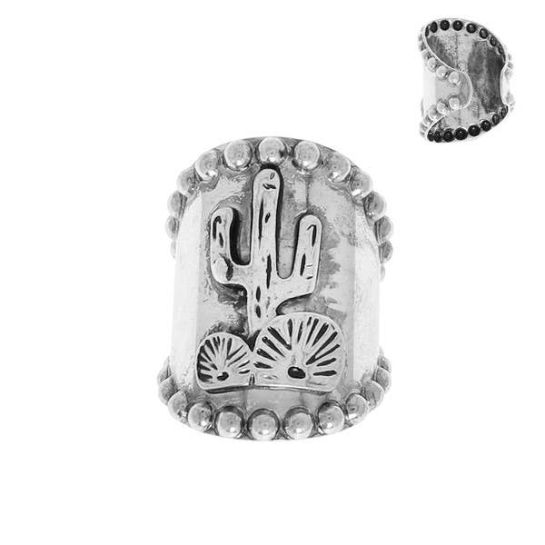 WESTERN WIDE CUFF CACTUS EMBOSSED RING G11991