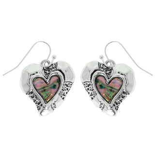 Abalone Heart Drop Dangling Fishhook Earrings Sophia Collection