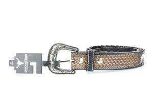 Floral Belt | White Painted Flowers & Whipstitch ABB-14-121