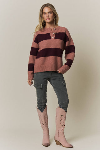 Adora COZY CHIC STRIPED SWEATER