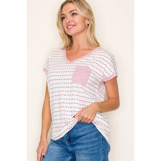 Staccato V NECK DOTTED STRIPED TOP