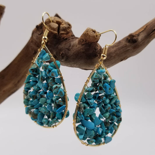 Handmade Crushed Turquoise Earring