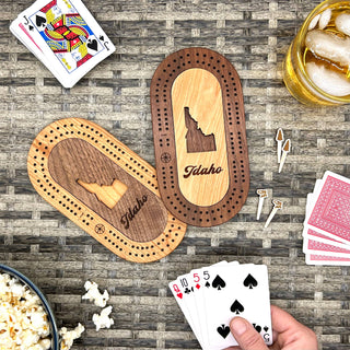 US States Mini Travel Cribbage Board Set with Custom Pegs
