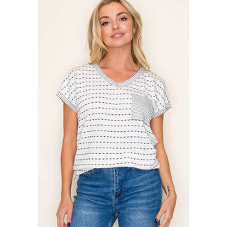 Staccato V NECK DOTTED STRIPED TOP