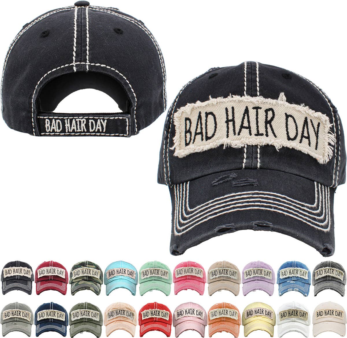 Bad Hair Day Washed Vintage Ball Cap