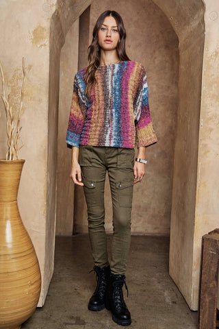 CLEARANCE - MULTI COLOR SWEATER TOP