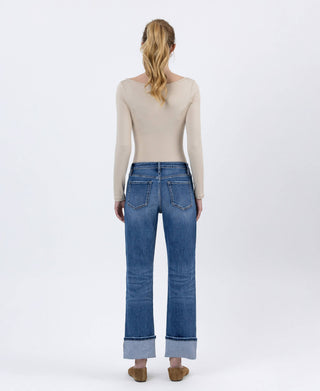 LOVERVET BY VERVET HIGH RISE CUFFED ANKLE STRAIGHT JEANS LV1608